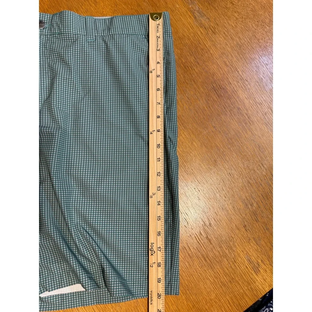 Adidas Golf Shorts Men's 36x9‎ Green Check Lightweight Chino Performance Stretch